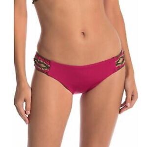 Becca NWT Medina Hipster Crochet Bikini Bottom in Raspberry Size Large